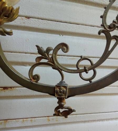 Antique, rare and important gas chandelier from the Napoléon III period and style, weighing 4.8 kg.