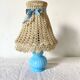 Chatard blue opaline bedside lamp, hook lampshade