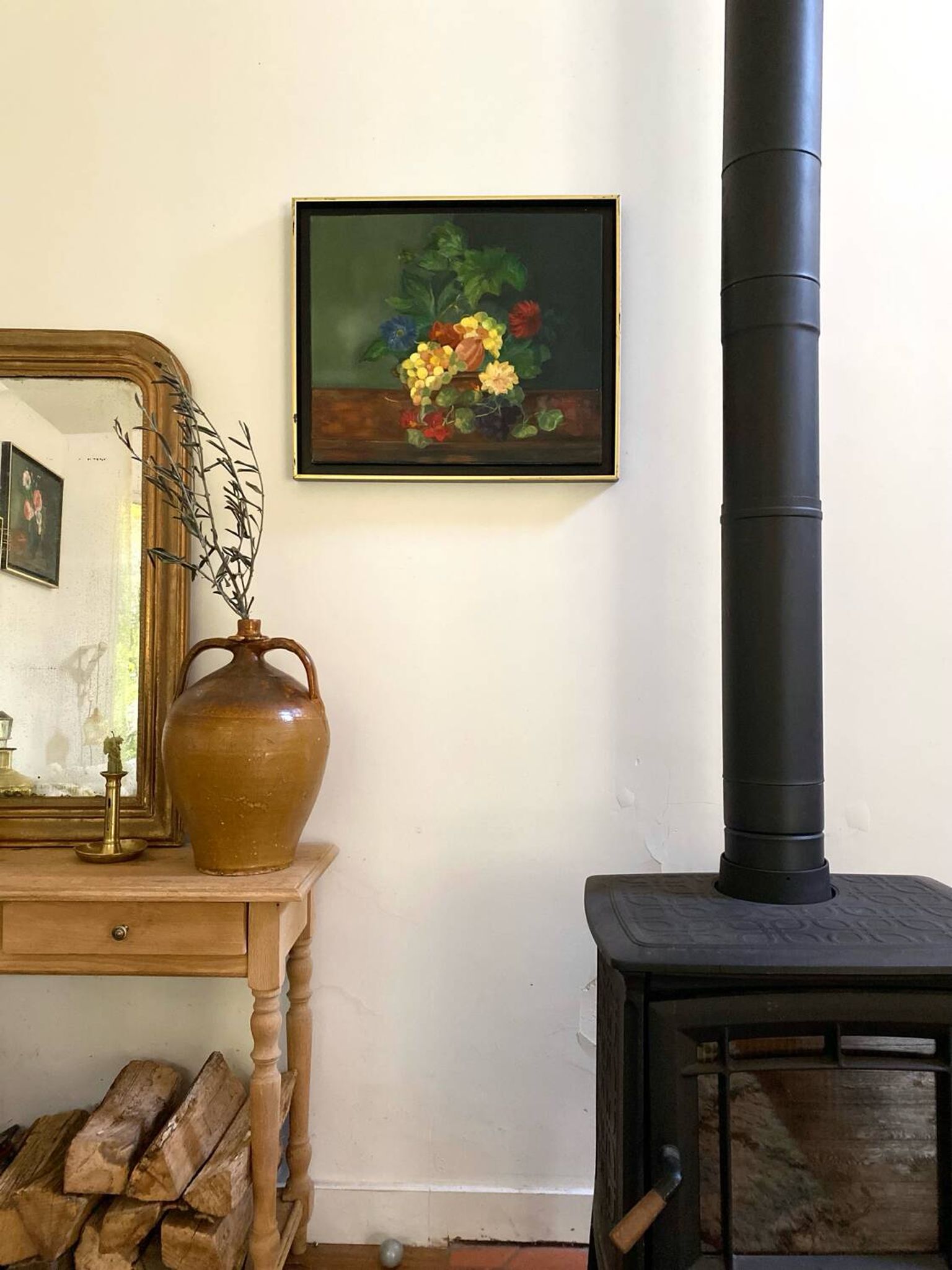 Framed antique oil painting