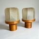 Pair of cocoon table lamps with pine, Italy, 1970s