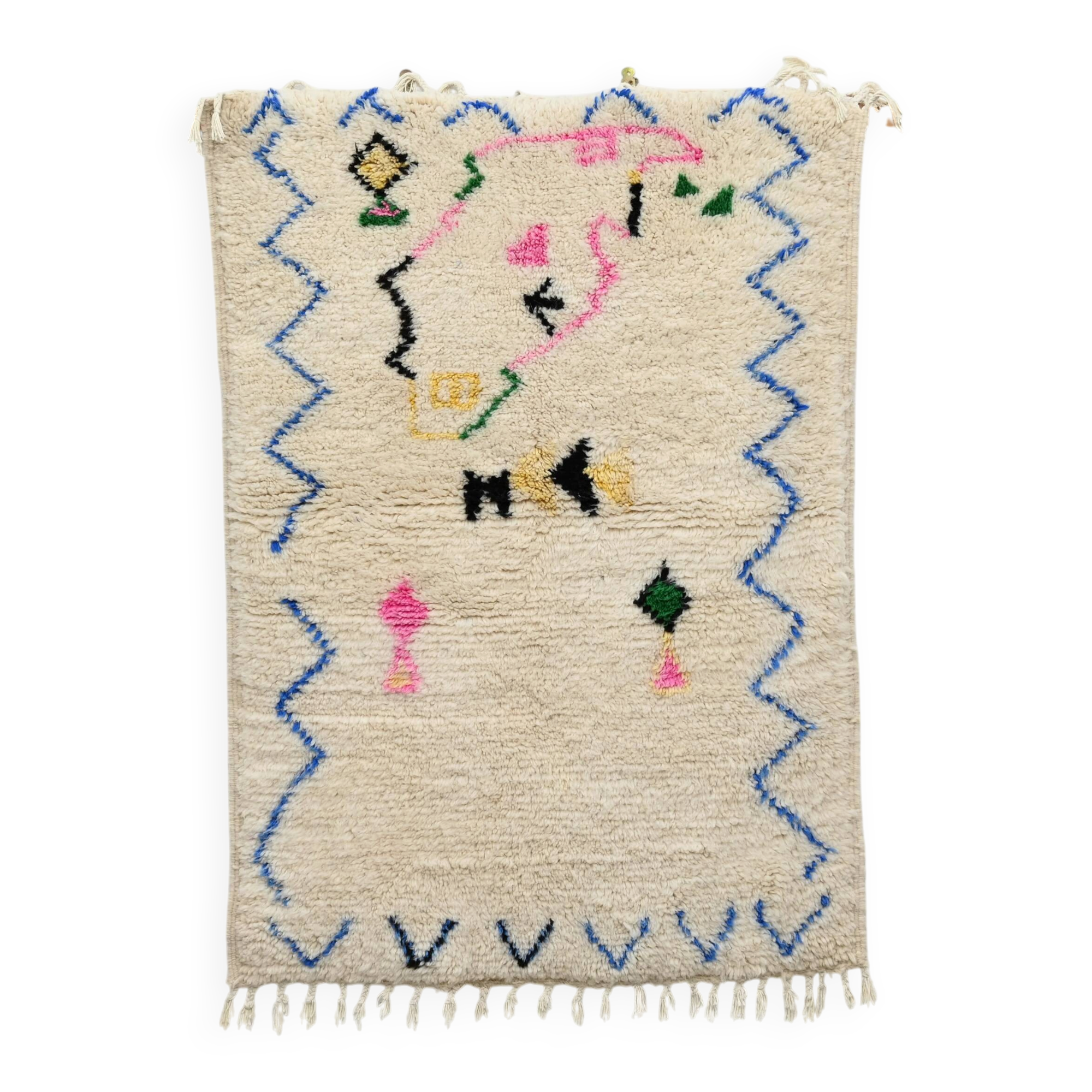 Handwoven coloured wool rug, 145 x 105 cm - P426