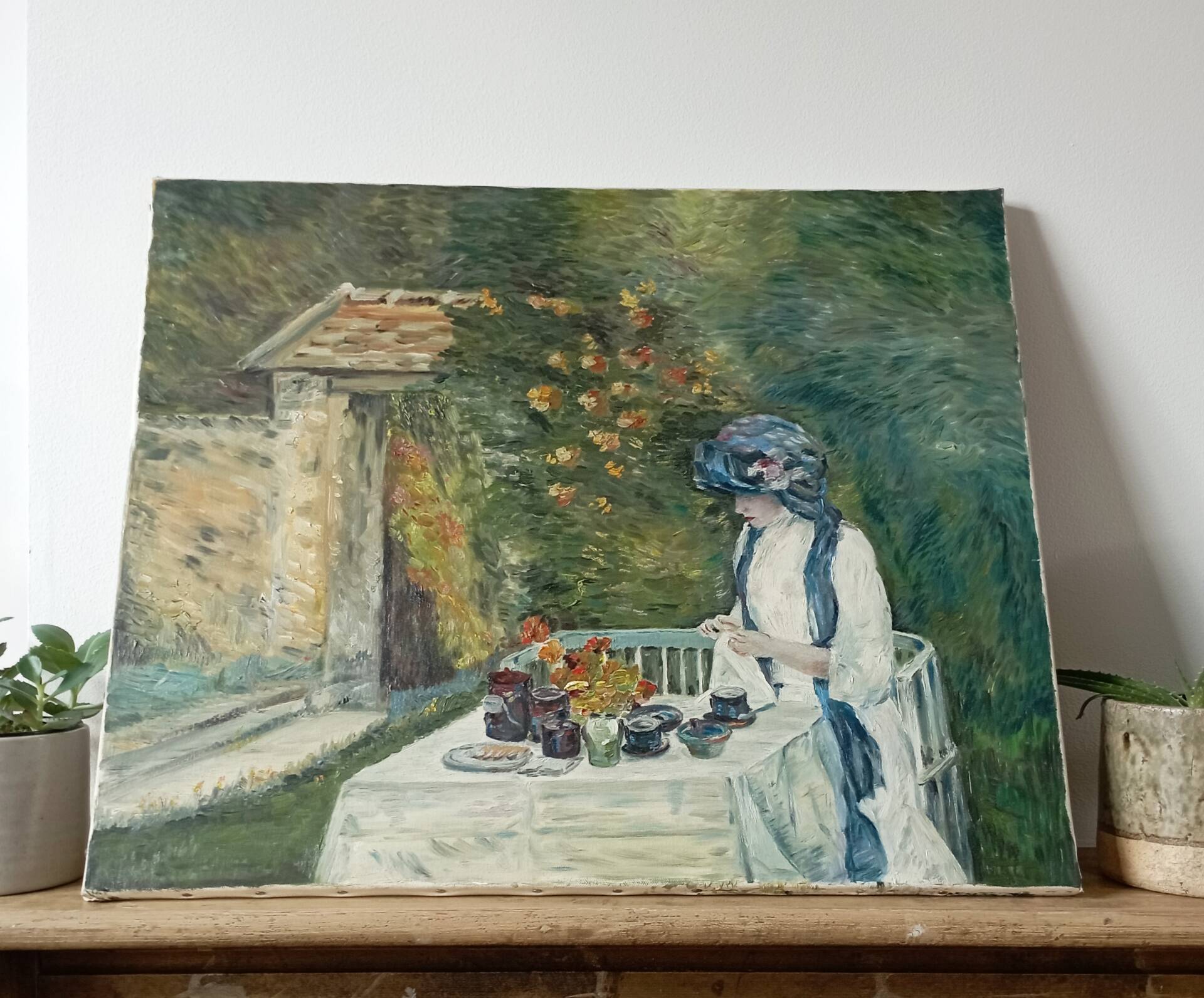 Vintage canvas painting after Childe Hassam