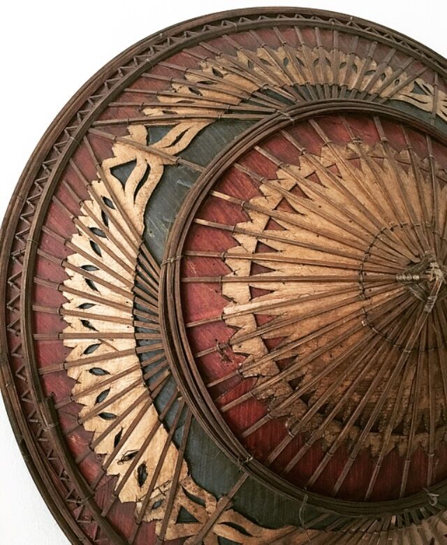 Asian straw and rattan hat