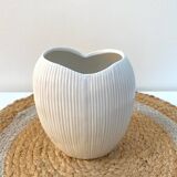 Vase graphique blanc strié
