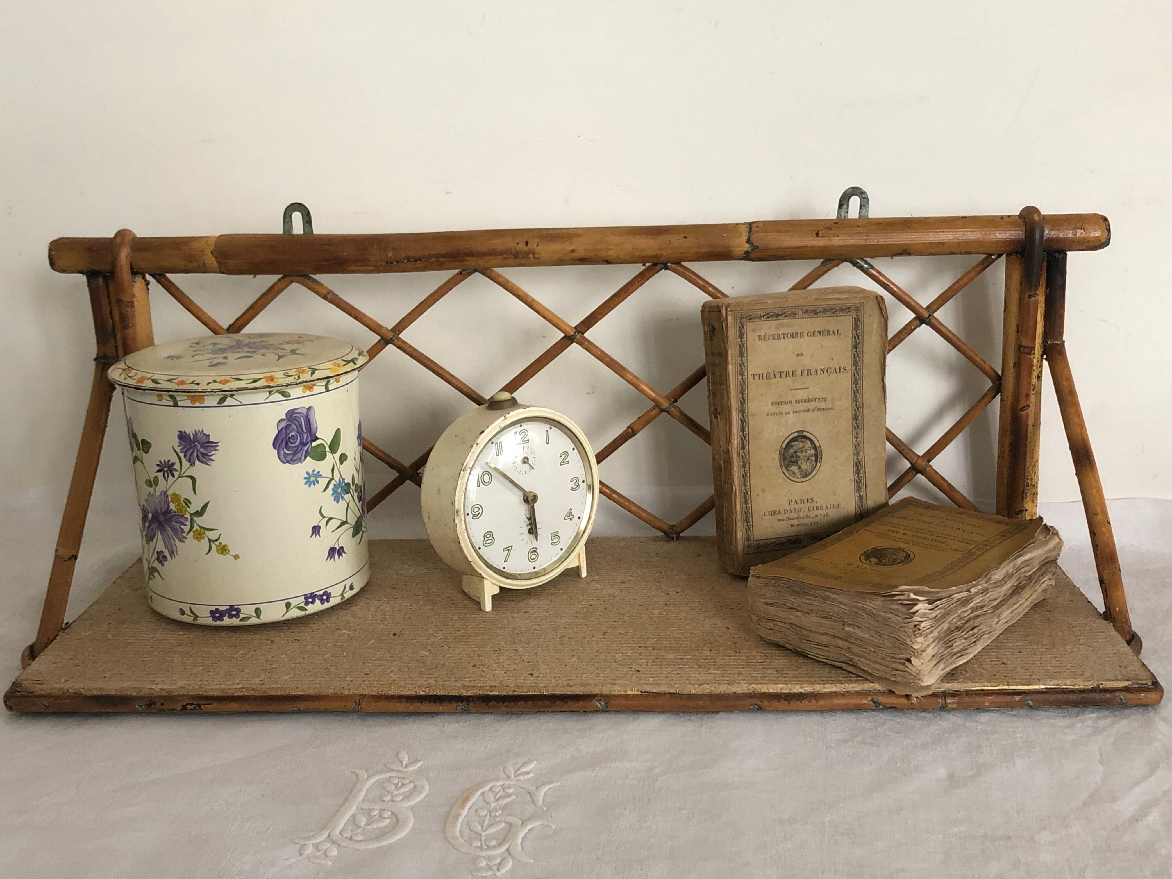 Rattan wall shelf, 50s