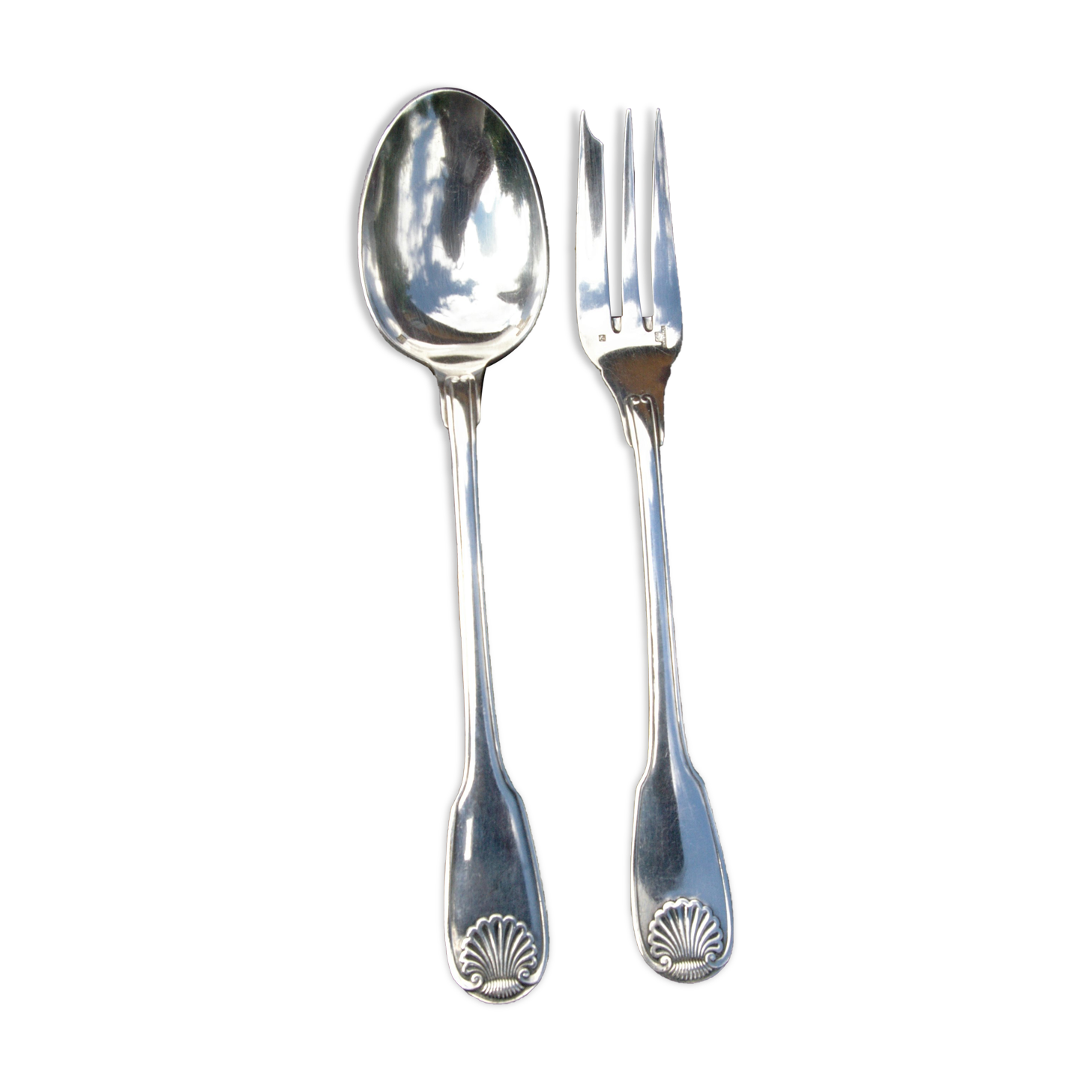 Christofle serving cutlery (fork / spoon) vendôme shell