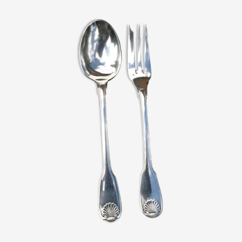 Christofle serving cutlery (fork / spoon) vendôme shell