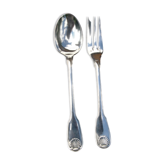 Christofle serving cutlery (fork / spoon) vendôme shell