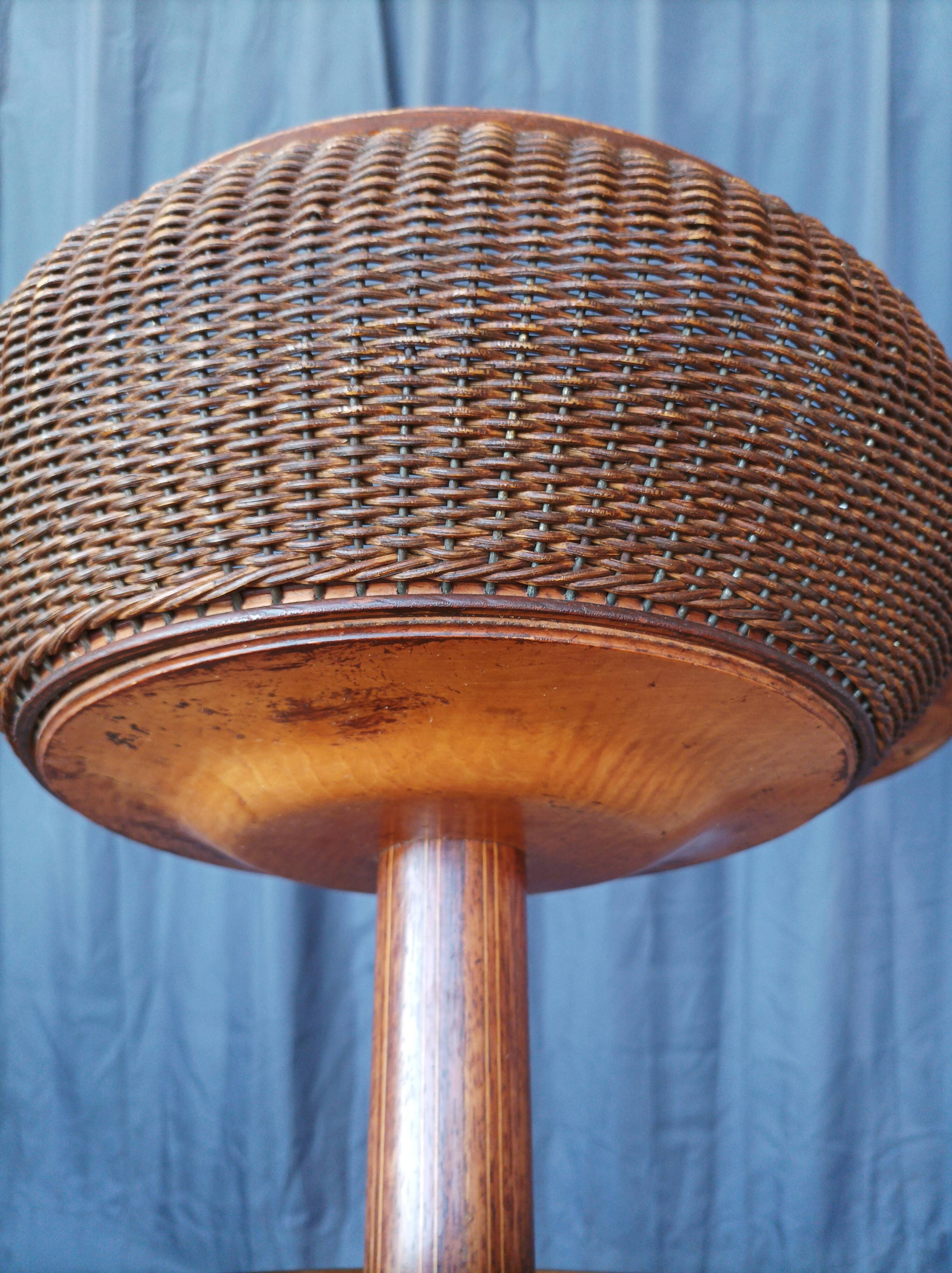 Charles X knitting machine in inlaid rosewood and rattan