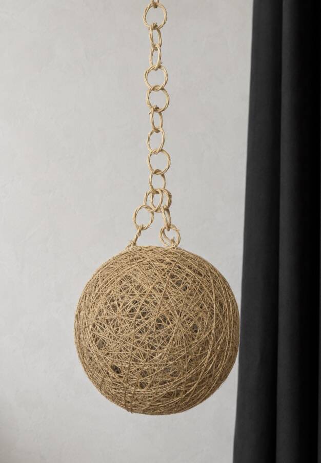 Lustre suspension boule chanvre ficelle
