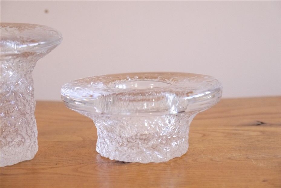 Pair of Scandinavian glass candle holders from Orrefors