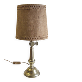 Table lamp in gilded brass and linen - mid 20th century