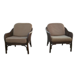 Pair of low rattan shepherdesses