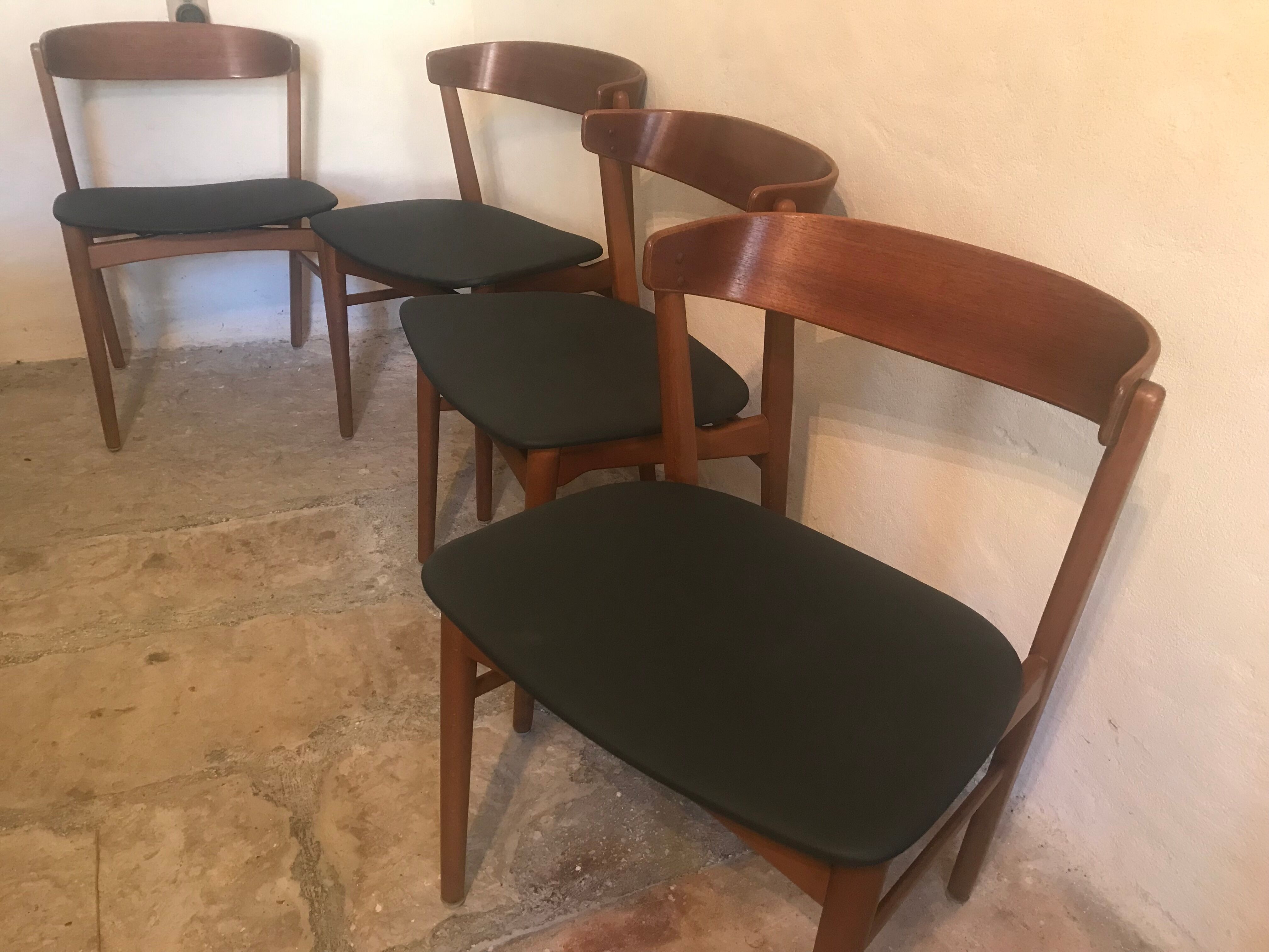 Set of 4 vintage Danish teak chairs Farstrup 206, Denmark 1960's