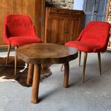 2 red moumoute chairs