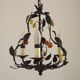 Lustre français à 3 lumières, brun clair, avec feuilles vertes, citrons et oranges 5473
