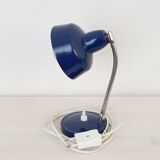 Flexible bedside lamp in blue lacquered sheet metal and stainless steel, 70s.
