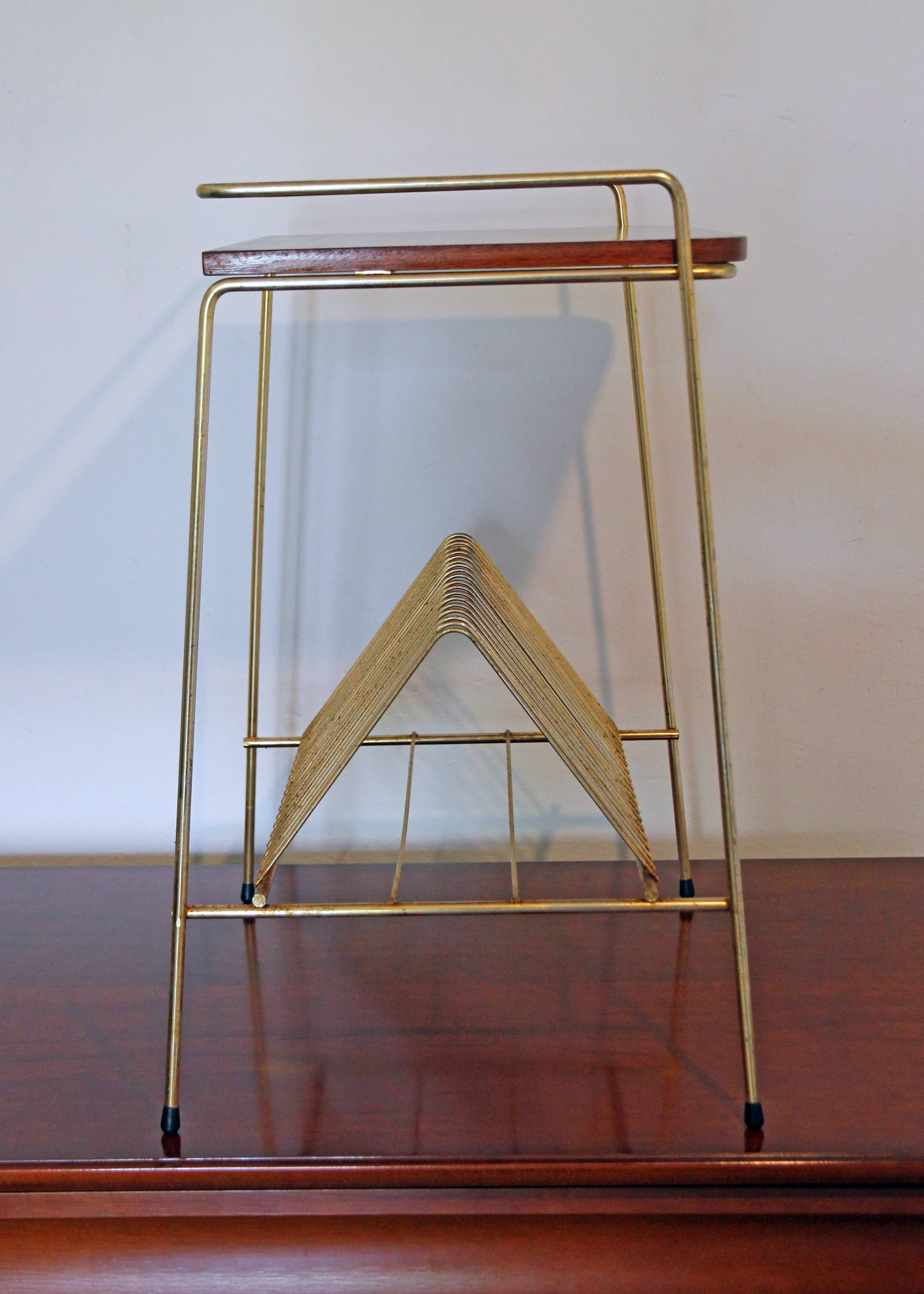 Vintage magazine rack end table, 1960s