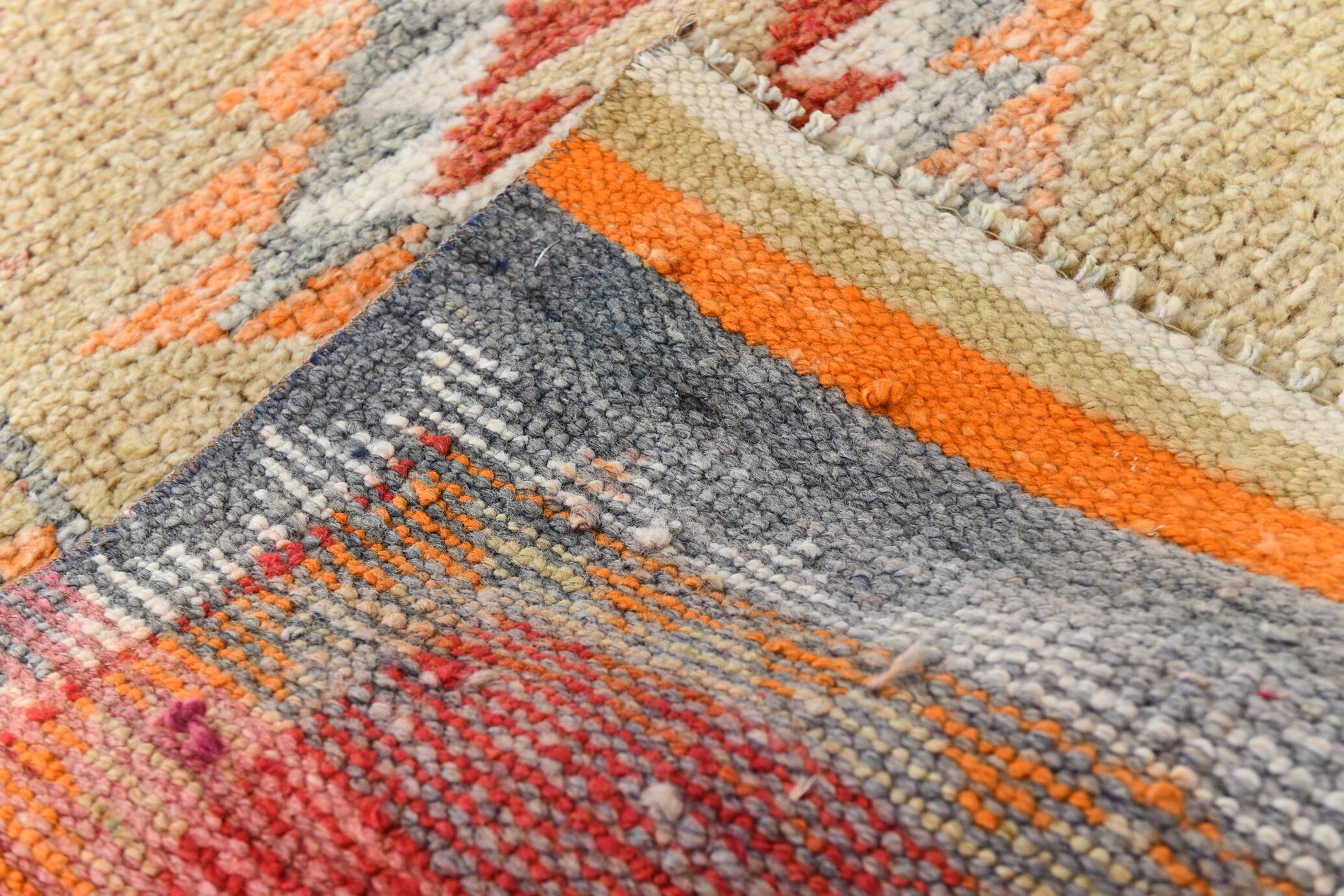 Tapis de couloir bohème en laine vintage aux couleurs neutres, 86 x 323 cm