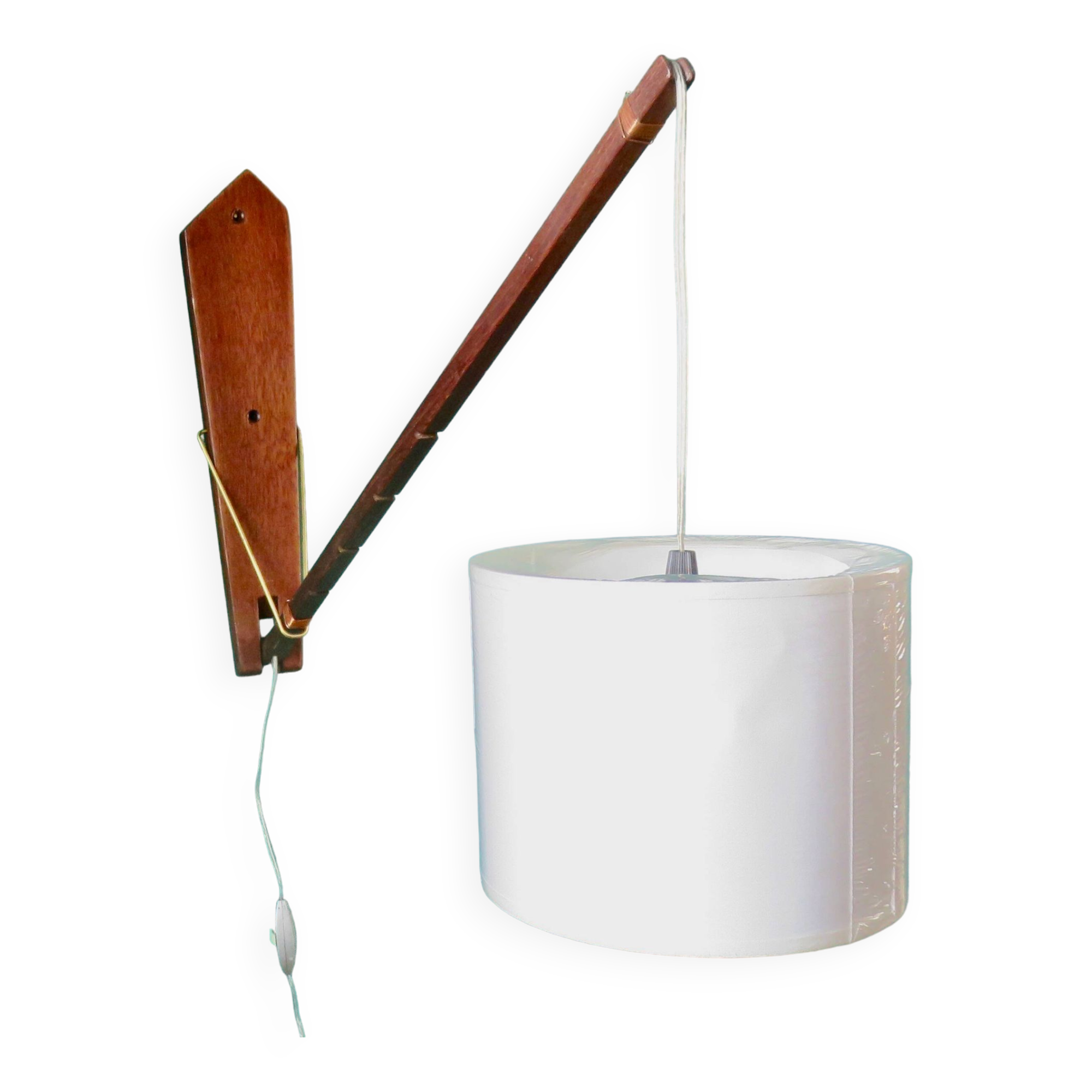 Teak wall light with articulated arm. Denmark 1960