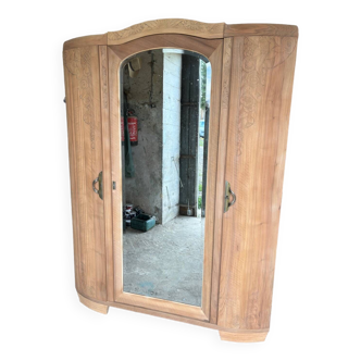 Parisian art deco wardrobe in natural wood