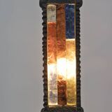 Poliarte Brutalist Italian Wrought Iron and Color Raw Glass Floor Lamp, 60