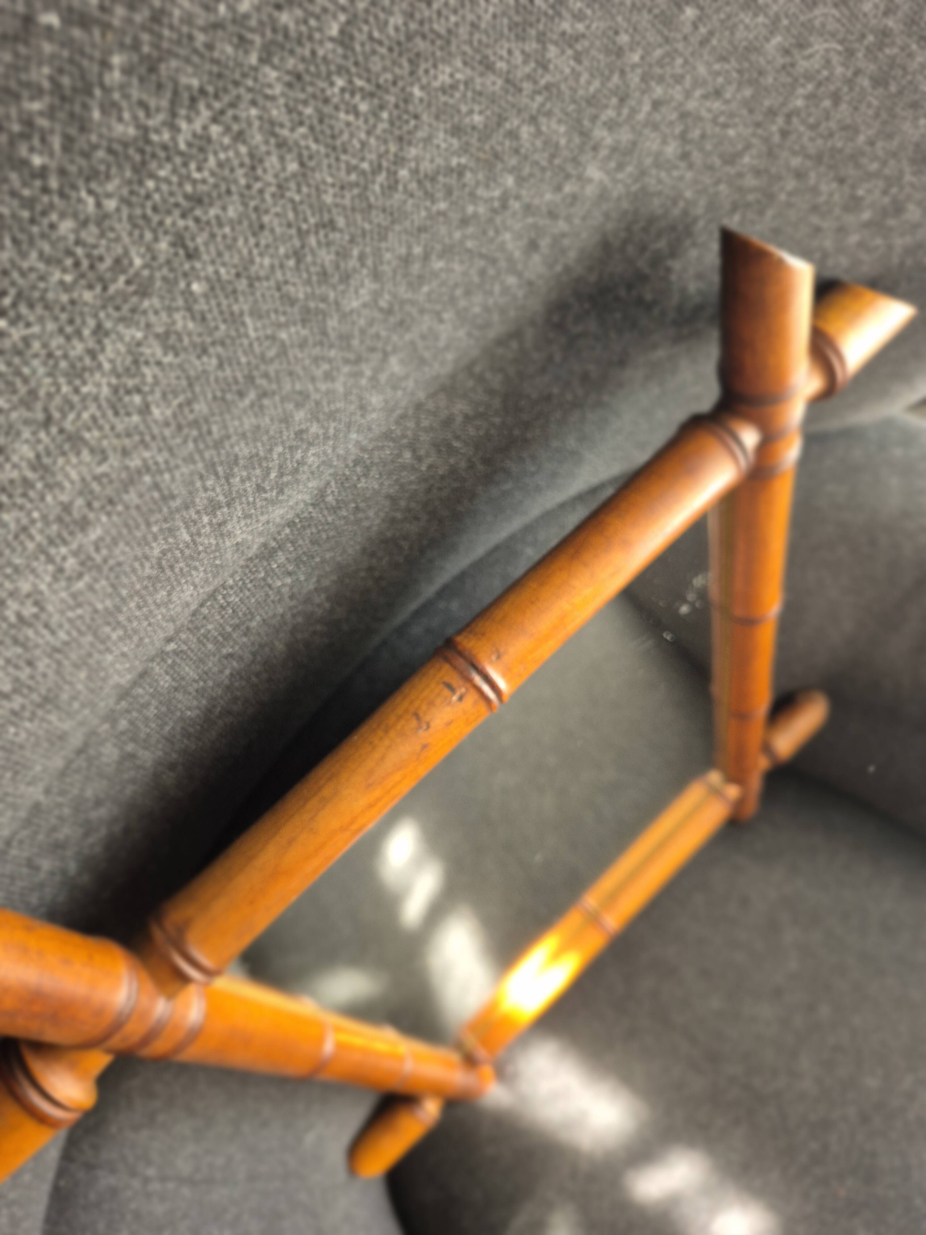 Vintage Belle Epoque Bamboo Turned Wood Mirror