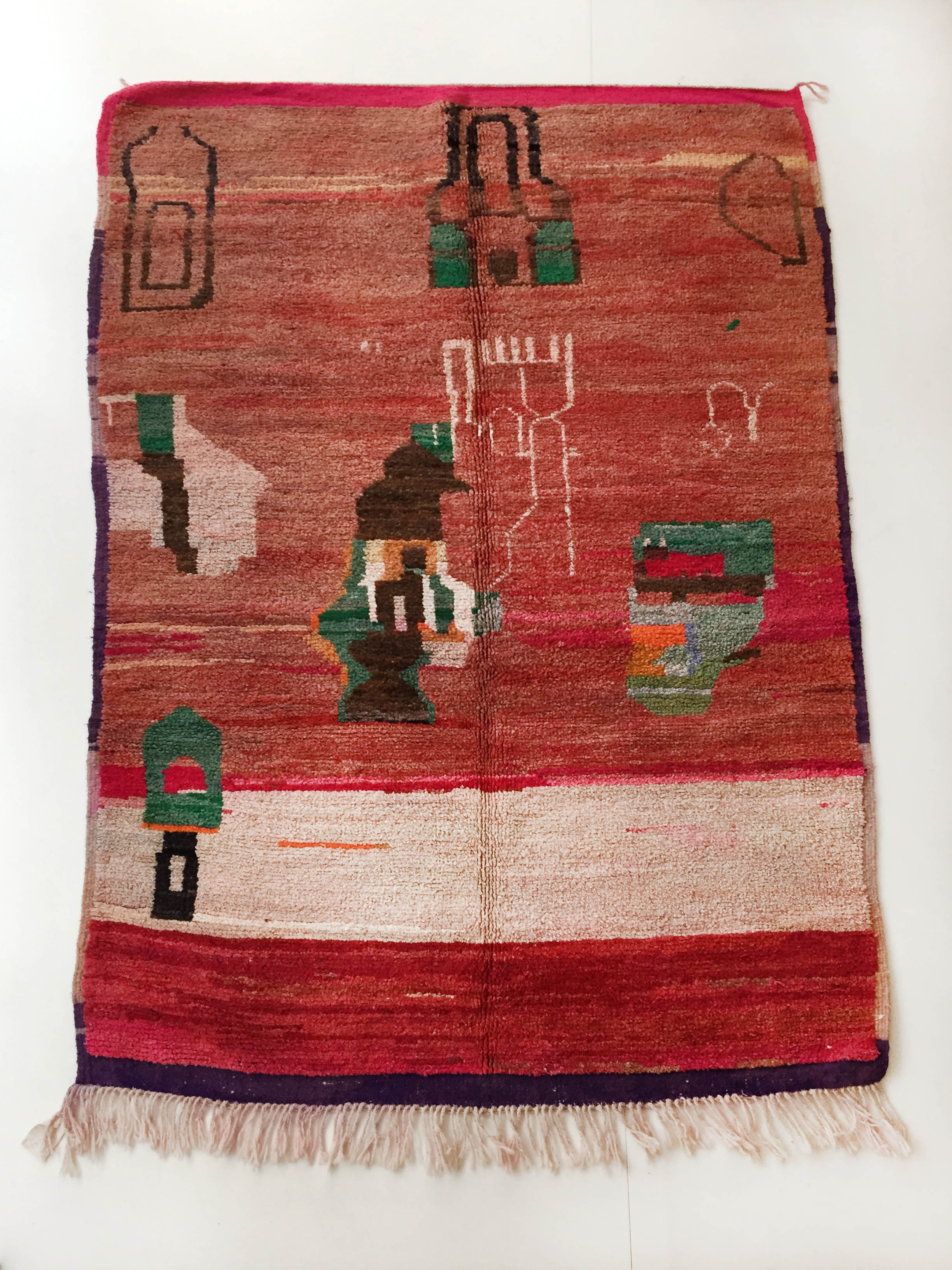 Moroccan Berber carpet red boujaad with colorful patterns 260x170cm