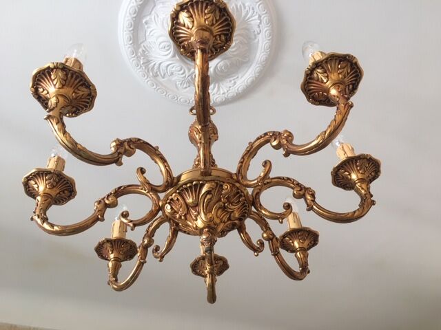 Old brass chandelier 8 branches