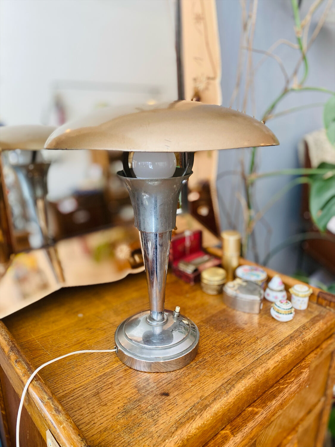 1950s metal mushroom lamp
