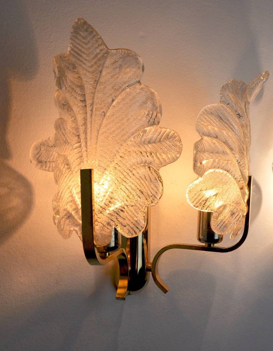 “Leaves” wall lamp by Carl Fagerlund, Murano glass, Germany, 1970