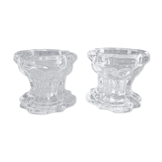 Pair of VMC candle holders in thick glass - Reims