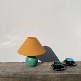 80s green wood ball bedside lamp