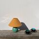 Lampe de chevet boule bois vert 80s