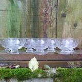 Set of 7 engraved crystal stemmed dessert cups