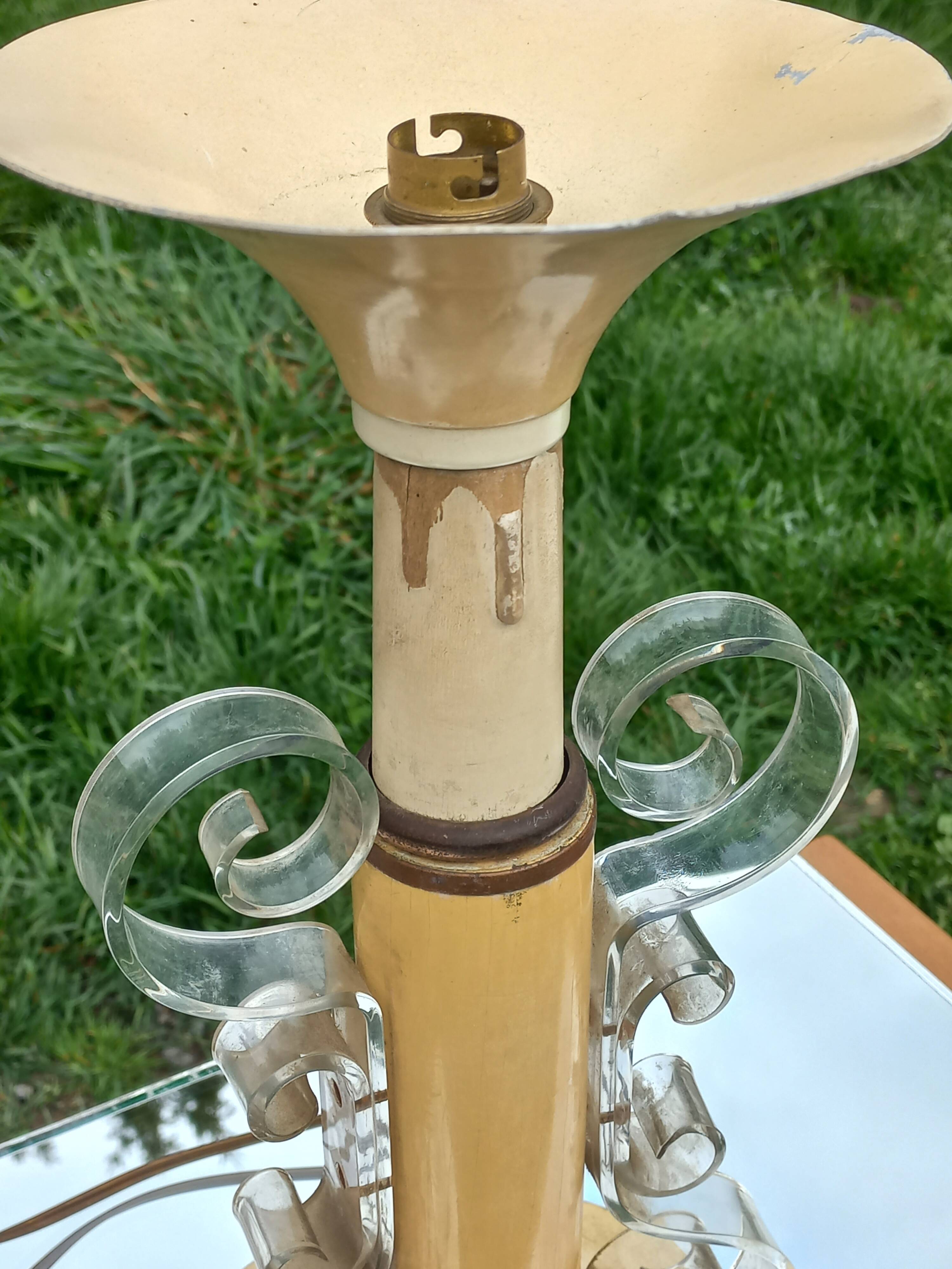 Lampe vintage des années 50 tôle, plexi et bois