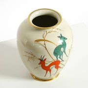 40s porcelain vase with handpainted wildlife motifs from PMR Bavaria Jaeger