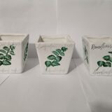 White sandstone pots decoration leaves Lot of 3
