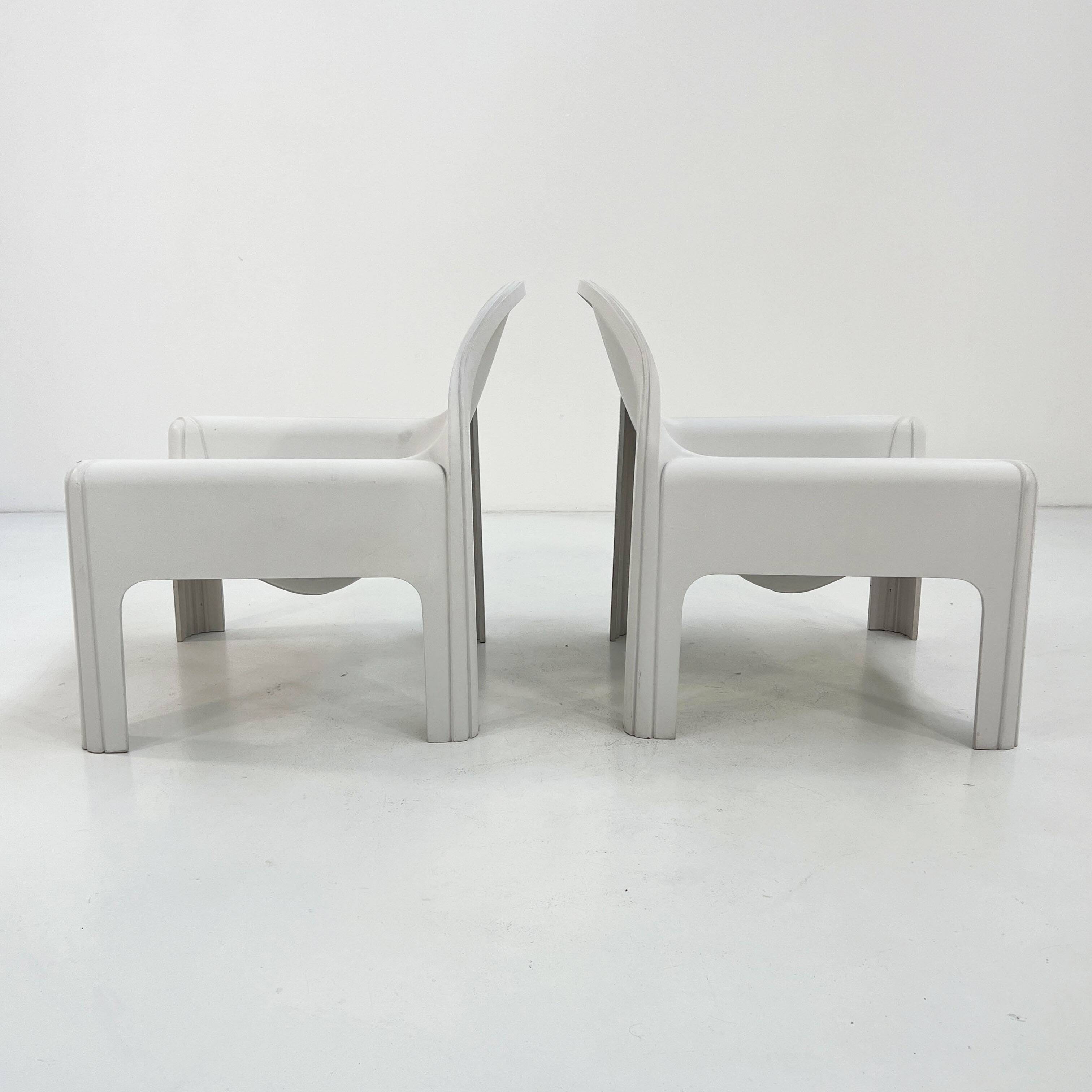 Pair of White Armchairs Model 4894 by Gae Aulenti for Kartell, 1970