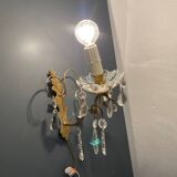 Brass Crystal Sconces Set of 2 1950’s