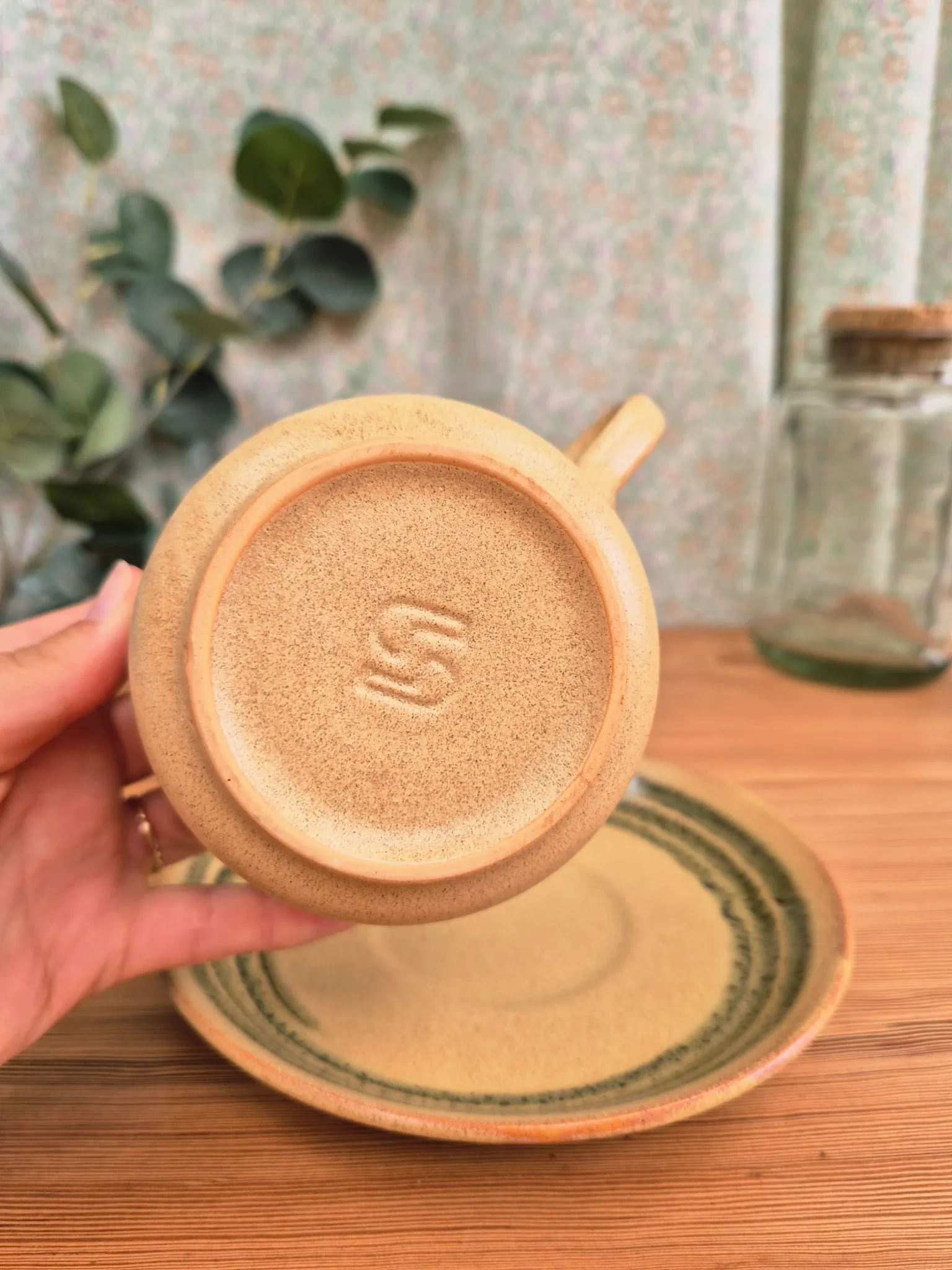 Grande tasse et soucoupe gres vintage
