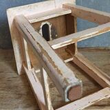 Antique workshop stool in patinated solid wood