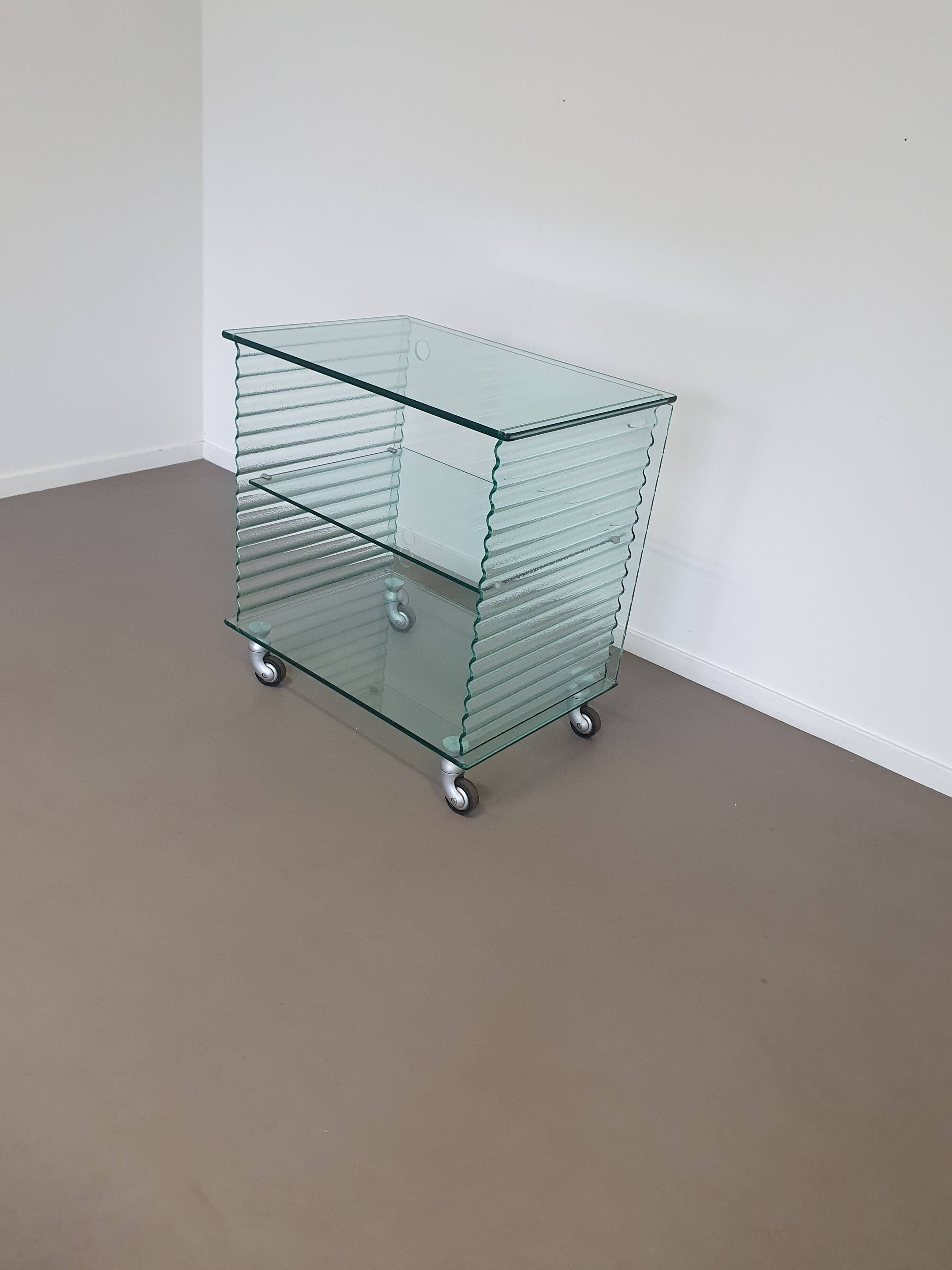 Onda Series Glass Media Cabinet by Ron Arad for Fiam, Italy, 1980