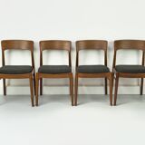 Teak and Wool Dining Chairs from Korup Stolefabrik, 1960s, Set of 4