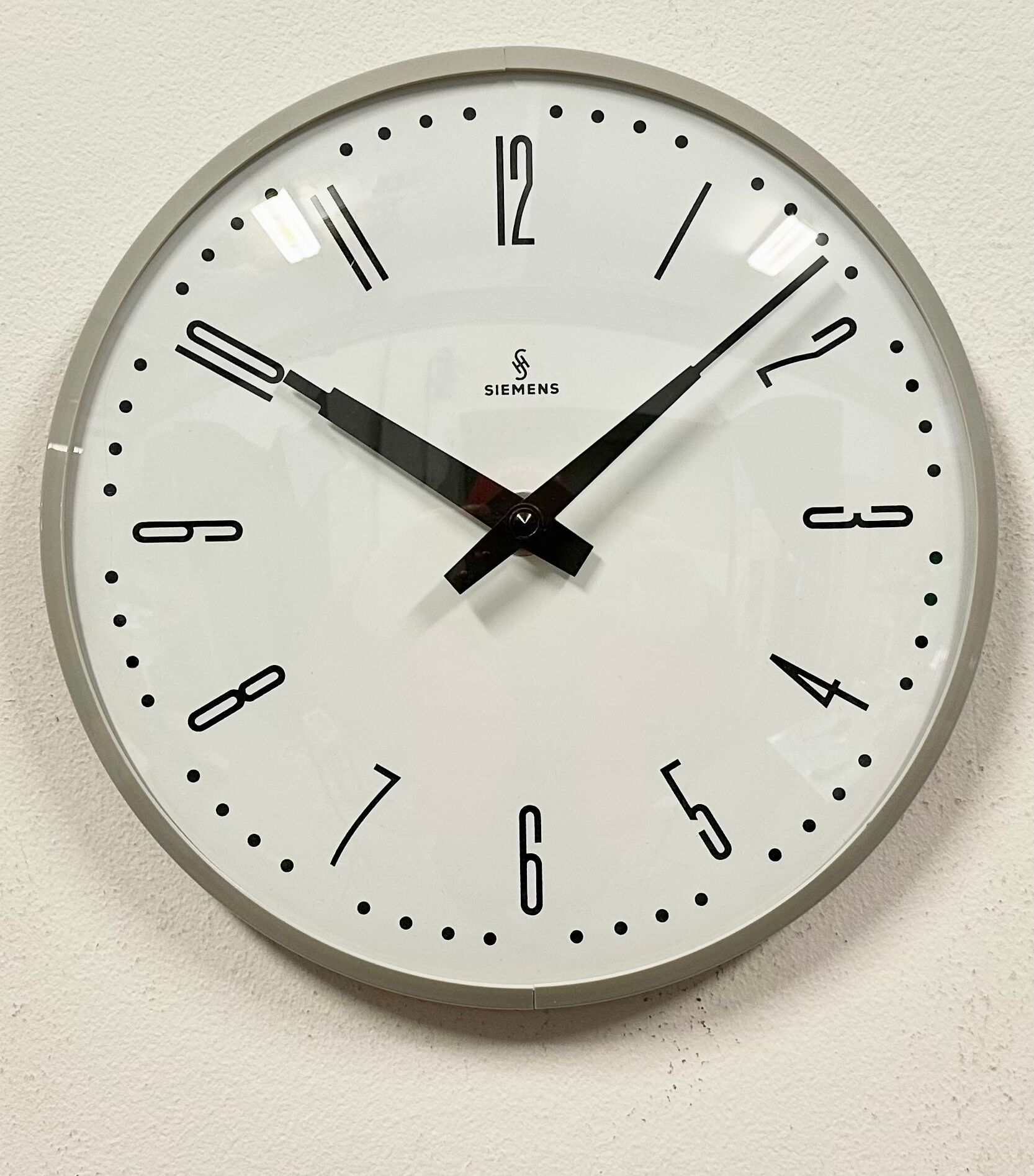 Grey Industrial Factory Wall Clock from Siemens, 1970s