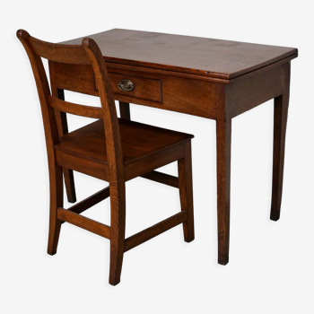 Antique georgian foldable writing side table desk set with chair