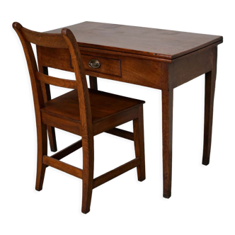 Antique georgian foldable writing side table desk set with chair