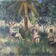 Oil painting on canvas "Lively Garden Landscape" signed