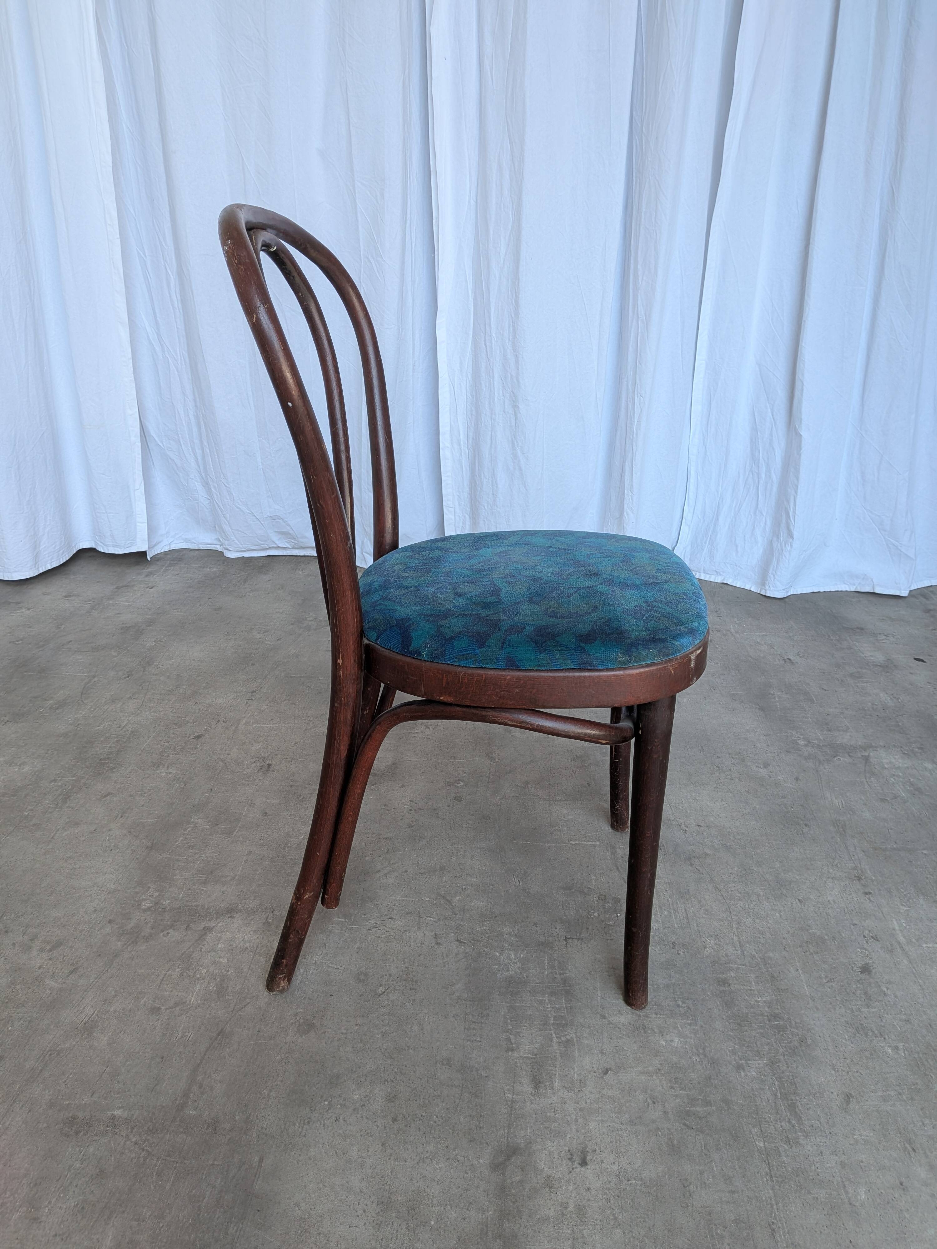 Vintage Bentwood Chair with Upholstered Seat / Thonet Style Dining Chair /