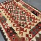 Tapis Kilim en laine tissé à la main, tapis moderne géométrique à tissage plat 180 x 119 cm